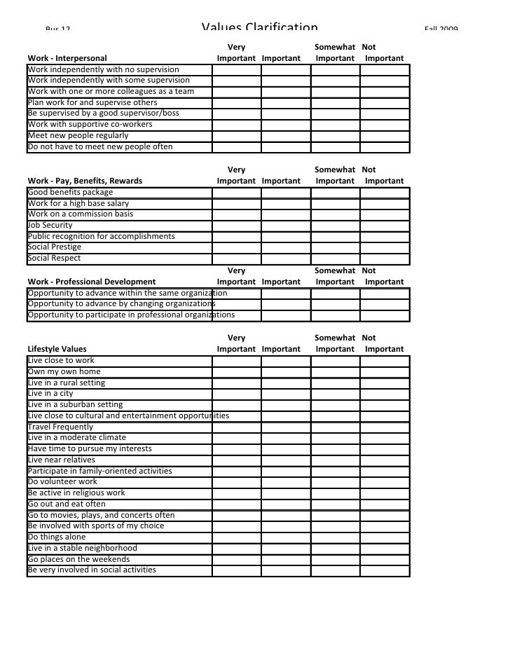 Printables Values Clarification Worksheet values clarification worksheet 2 bus 12 clarification