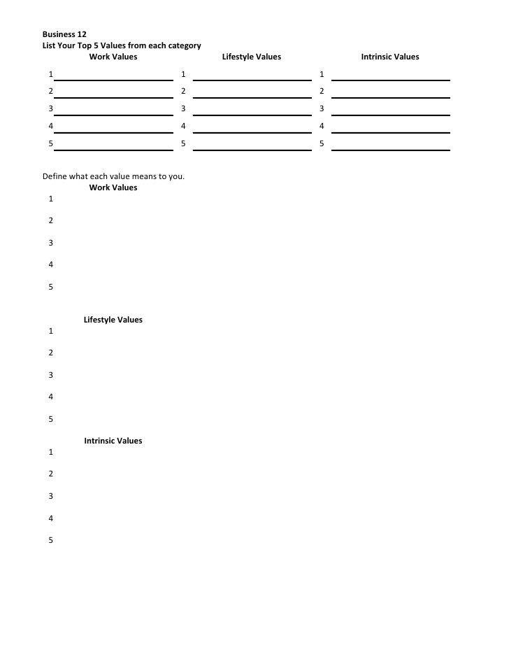 Printables Values Clarification Worksheet values clarification worksheet