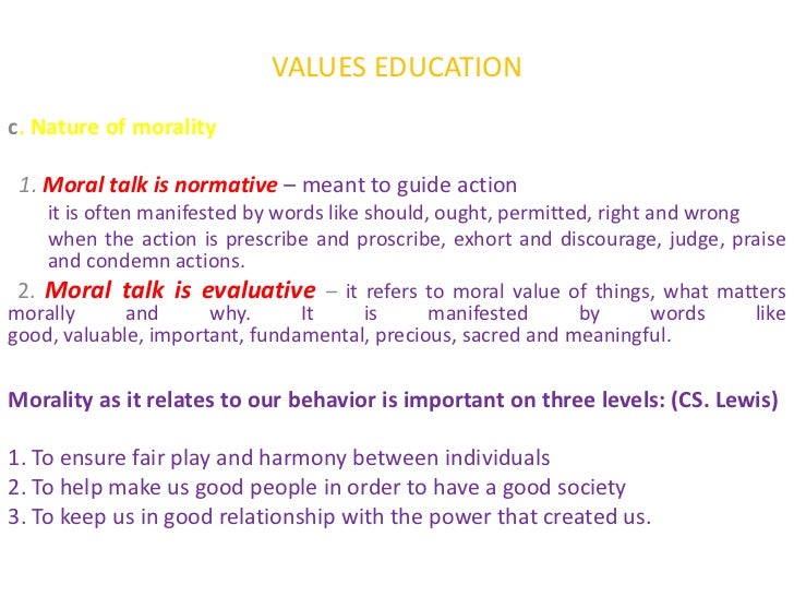 What is moral values education