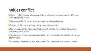 Value Set , professional values, value conflicts | PDF