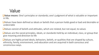 Value Set , professional values, value conflicts | PDF
