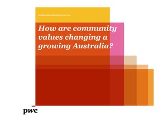 How are community
values changing a
growing Australia?
whatwouldyouliketogrow.com.au
 
