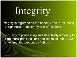 Integrities Values Formation for teachers | PPSX