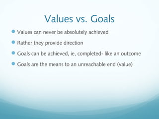 Values in Acceptance and Commitment Therapy (ACT) | PPT