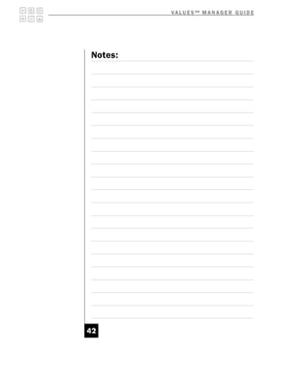V A L U E S SM M A N A G E R G U I D E




Notes:




42
 