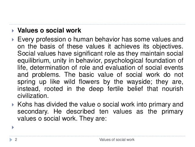 values of social work social work values