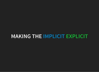 MAKING THE IMPLICIT EXPLICIT
 