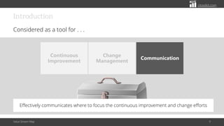 citoolkit.com
Introduction
Considered as a tool for . . .
Value Stream Map 9
Communication
Change
Management
Continuous
Improvement
Effectively communicates where to focus the continuous improvement and change efforts
 