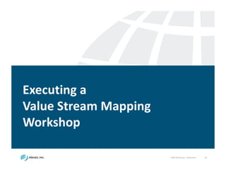 VSM	
  Workshop	
  -­‐ Slideshare 26
Executing	
  a
Value	
  Stream	
  Mapping	
  
Workshop
 