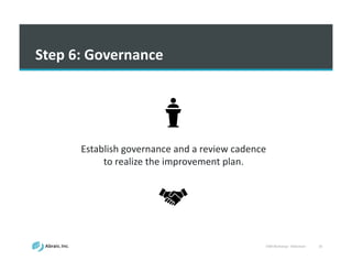 VSM	
  Workshop	
  -­‐ Slideshare 35
Step	
  6:	
  Governance
Establish	
  governance	
  and	
  a	
  review	
  cadence	
  
to	
  realize	
  the	
  improvement	
  plan.
 