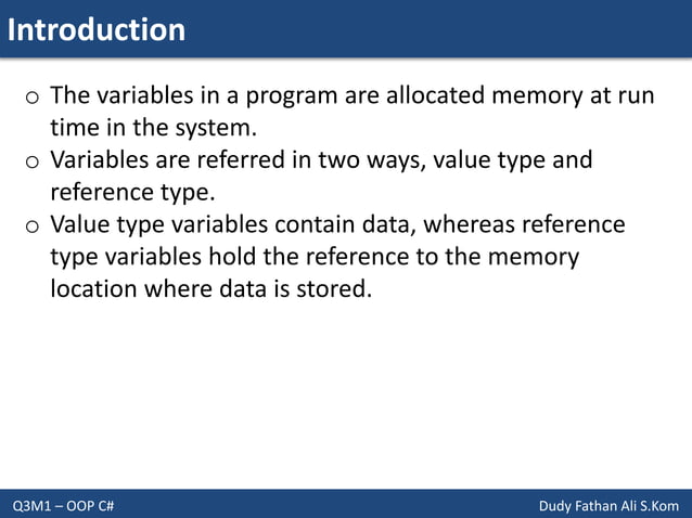 Object Oriented Programming - Value Types & Reference Types | PPT