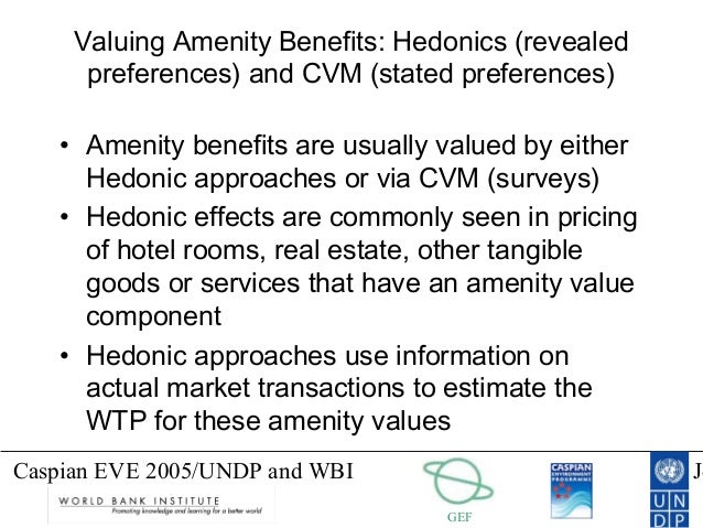 hedonic pricing of hotel rooms To achieve the objective the hedonic pricing model is used (rosen, 1974) the between the hotel star rating variable and other accommodation attributes. hedonic pricing of hotel rooms To achieve the objective the hedonic pricing model is used (rosen, 1974) the between the hotel star rating variable and other accommodation attributes.