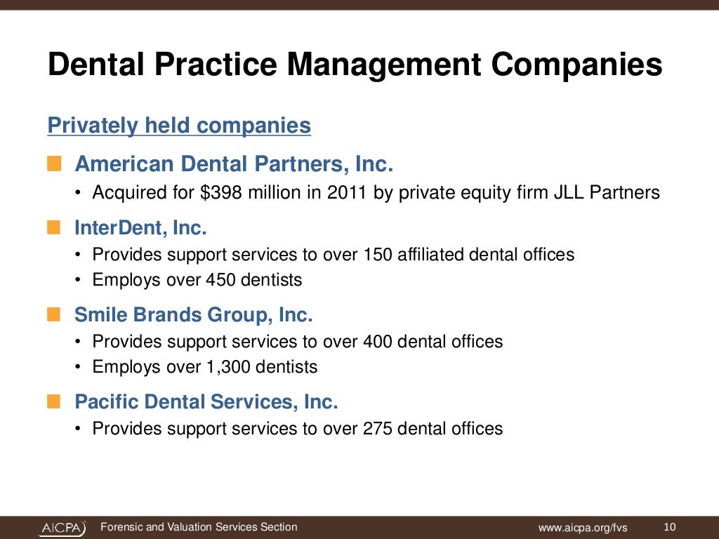 Valuation of Dental Practices