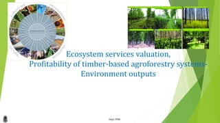 Ecosystem services valuation,
Profitability of timber-based agroforestry systems-
Environment outputs
01-03-2024 1
Dept. FRM
 