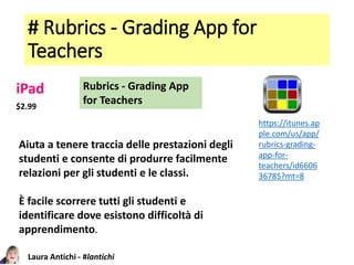 Laura Antichi - #lantichi
# Rubrics - Grading App for
Teachers
iPad
https://itunes.ap
ple.com/us/app/
rubrics-grading-
app...