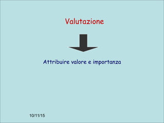 10/11/15
Valutazione
Attribuire valore e importanza
 