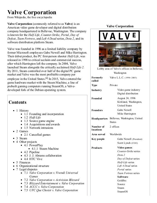 valve corporation video games