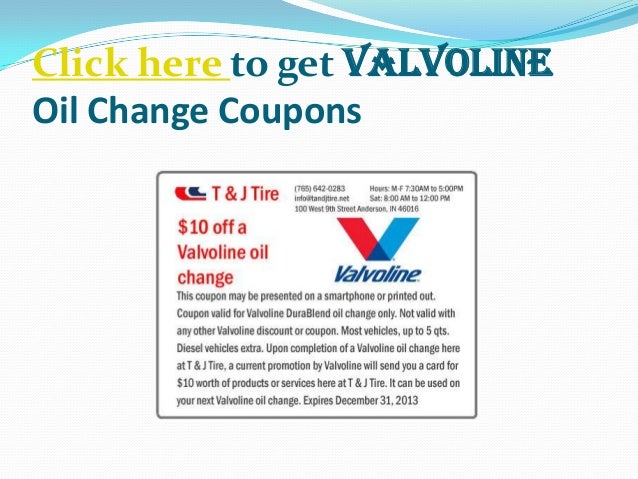Valvoline oil change coupon