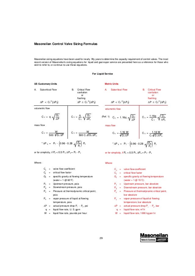 Valvula masoneilan handbook for control valve sizing