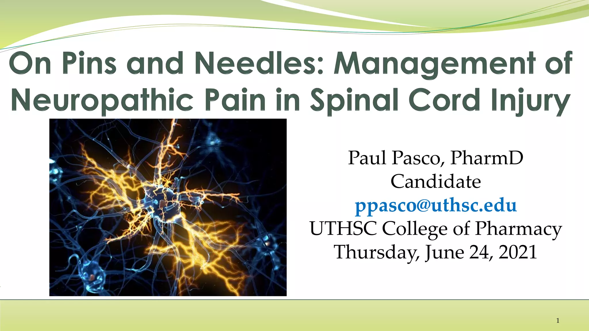 Management of Neuropathic Pain in Spinal Cord Injury | PPT