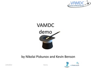 VAMDC
                       demo



            by Nikolai Piskunov and Kevin Benson

2/24/2012                 Vienna
 