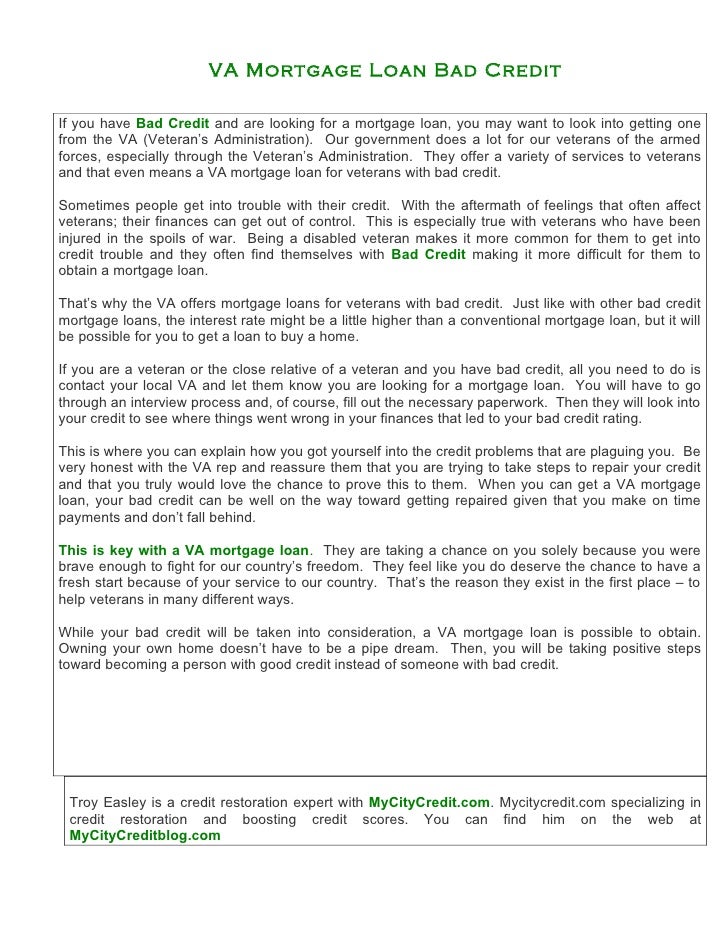 can you get a va home loan with bad credit