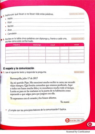 Vamos a aprender lenguaje 5 cuaderno de trabajo | PDF