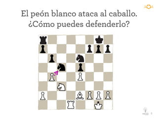 El peón blanco ataca al caballo.
¿Cómo puedes defenderlo?
	
  	
  5
 