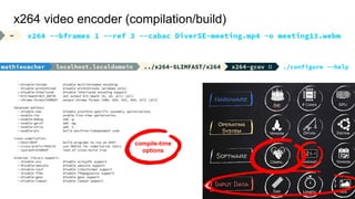 x264 video encoder (compilation/build)
compile-time
options
 