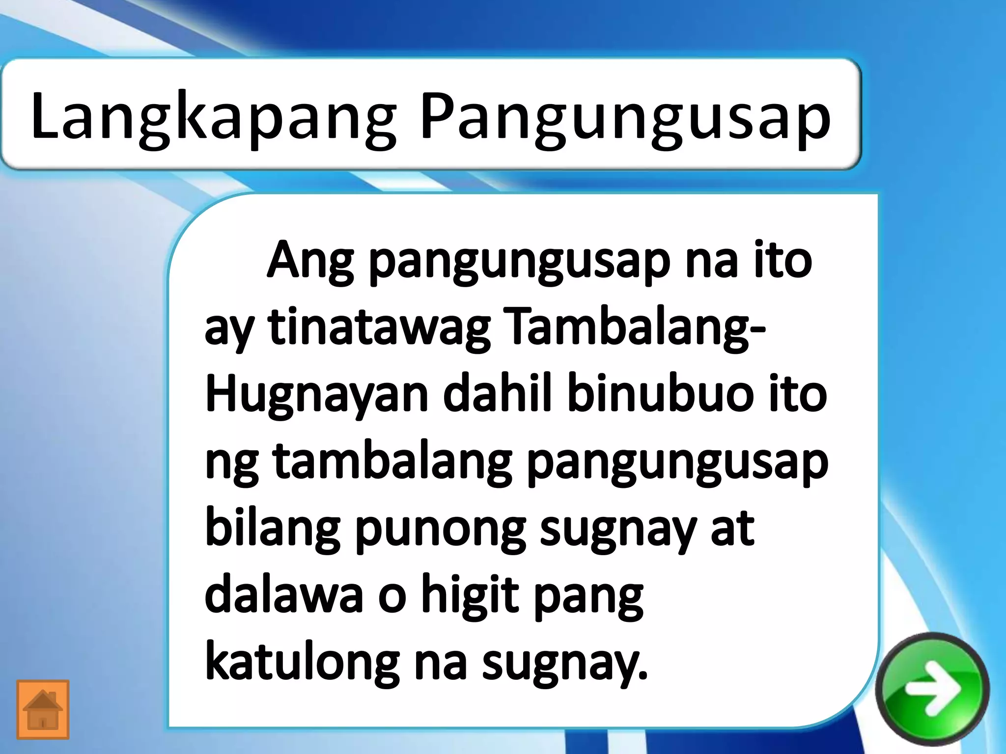 Bahagi, Ayos at Kayarian ng Pangungusap