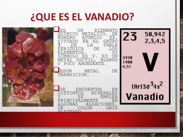 Resultado de imagen de Vanadio