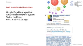 Greg Van Alstyne & Robert Logan | sLab | OCAD University Designing for Emergence
Arenas
D4E in networked services
Google P...