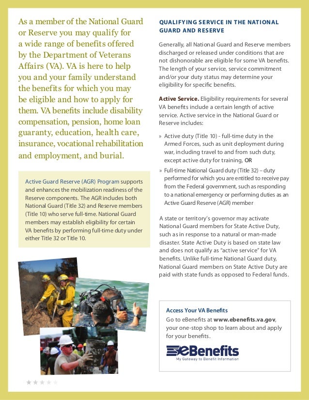 VA National Guard Benefit Summary to Buy a Home