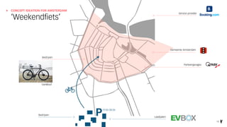 CONCEPT IDEATION FOR AMSTERDAM
‘Weekendfiets’
13
Parkeergarages
Gemeente Amsterdam
Bedrijven
Bedrijven
Laadpalen
Service provider
VanMoof
19:00-08:00
 