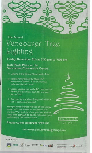Vancouver Tree Lighting Celebrations 2012