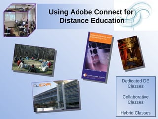 Dedicated DE Classes Collaborative Classes Hybrid Classes Using Adobe Connect for  Distance Education 