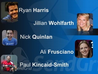 Ryan Harris
Nick Quinlan
Jillian Wohlfarth
Ali Frusciano
Paul Kincaid-Smith
 