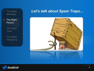 55
• The Right
Message
• The Right
Person
• The Right
Time
• The Right
Frequency
Let’s talk about Spam Traps…
 