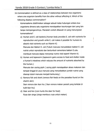 Vanda International Science Competition Primary Grade 5 | PDF