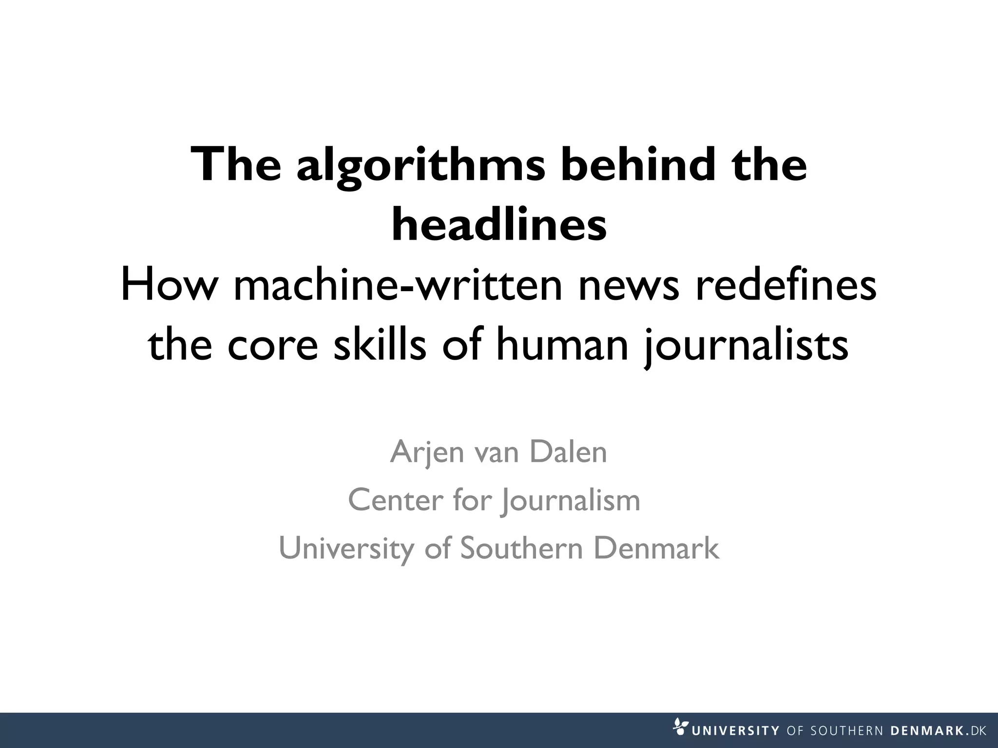 Van dalen algorithms behind the headlines | PPT