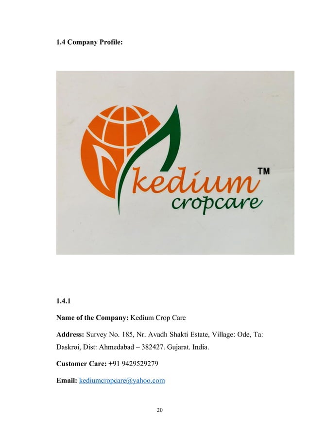 VANDAN's SUMMER INTERNSHIP PROJECT REPORT (MBA IN AGRIBUSINESS