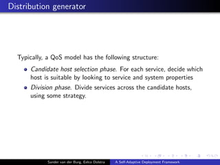 Distribution generator
Typically, a QoS model has the following structure:
Candidate host selection phase. For each servic...