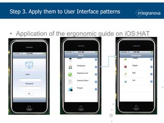 Step 3. Apply them to User Interface patternsApplication of the ergonomic guide on iOS:HAT