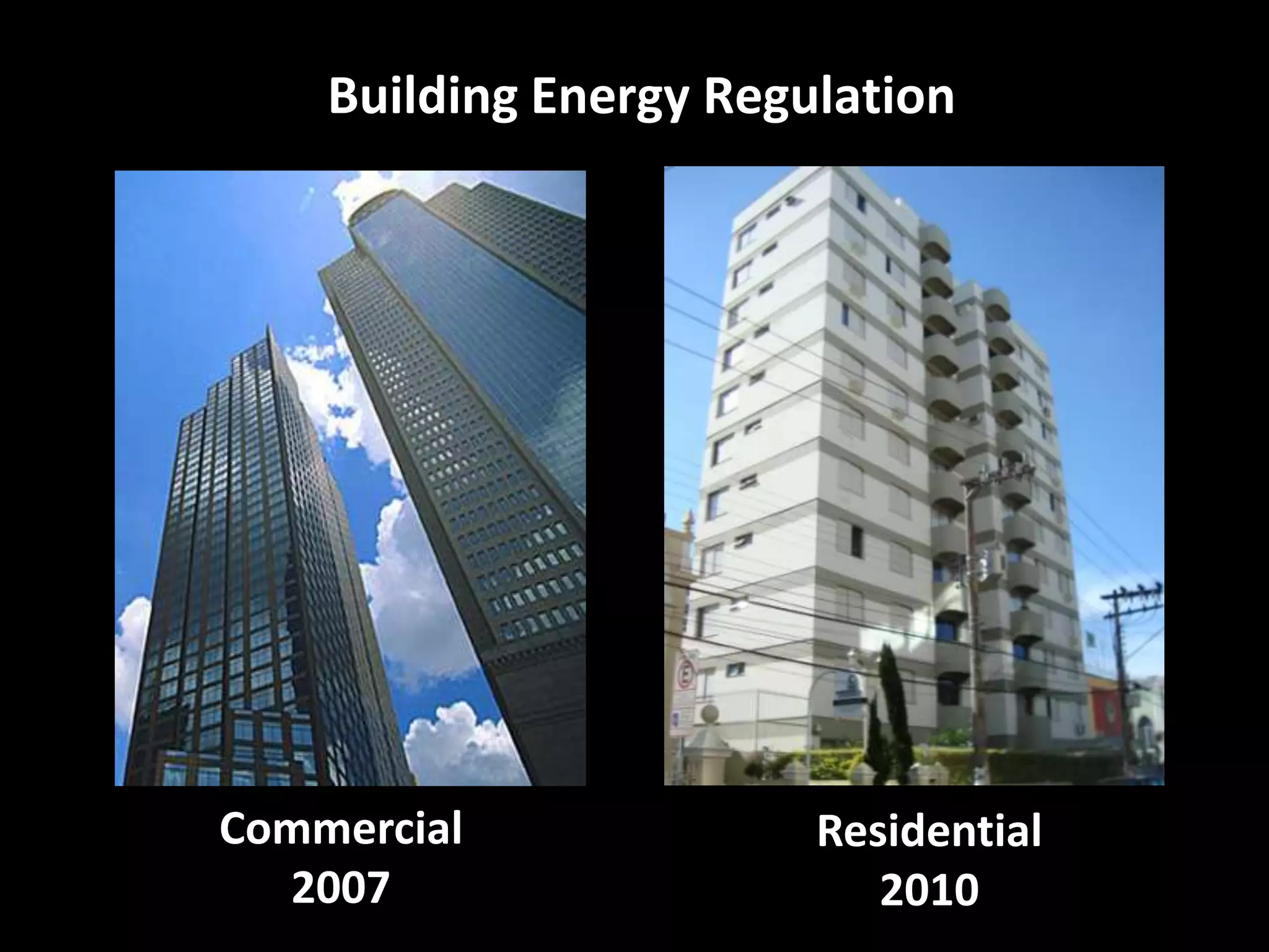 Building Energy Regulation




Commercial              Residential
  2007                     2010       3/5/2012   PAGE 11
 