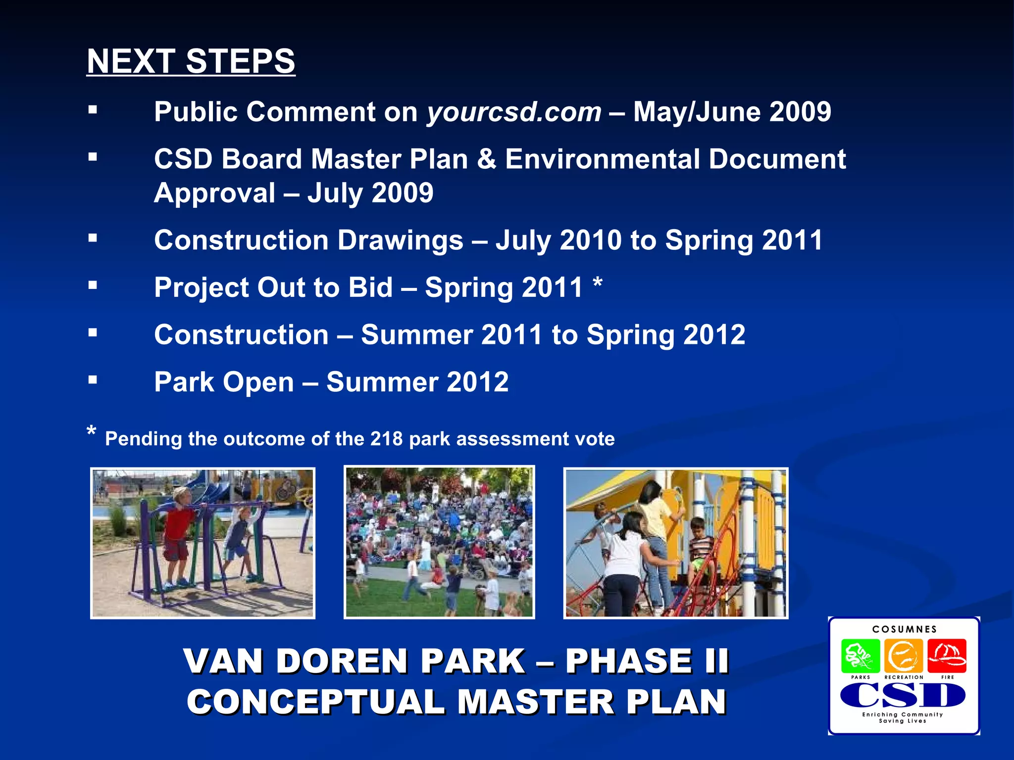 Cosumnes CSD - Van Doren Park - Phase II - Conceptual Master Plan