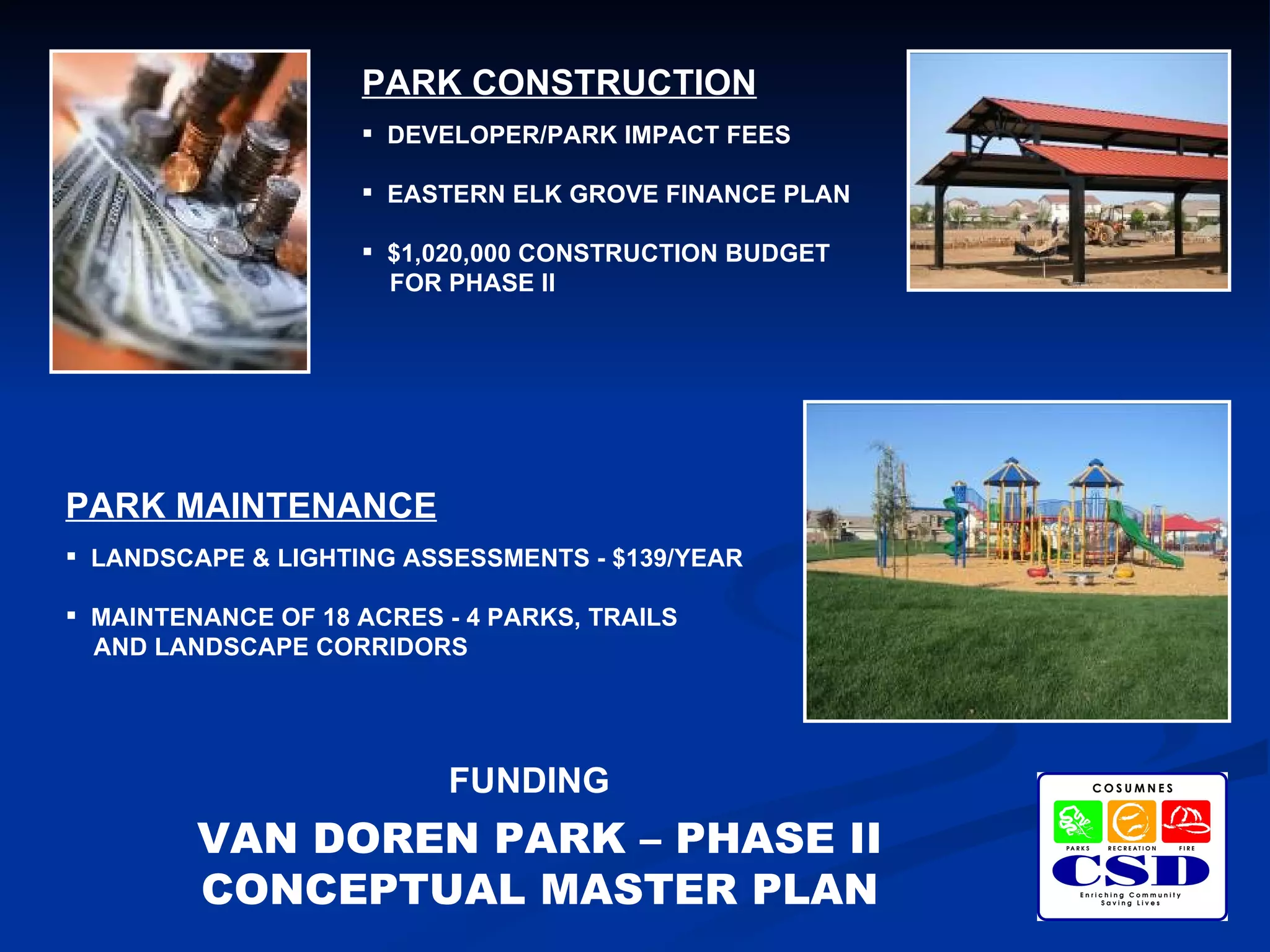 Cosumnes CSD - Van Doren Park - Phase II - Conceptual Master Plan