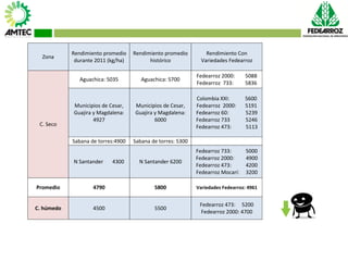 Vaneamiento del arroz en colombia