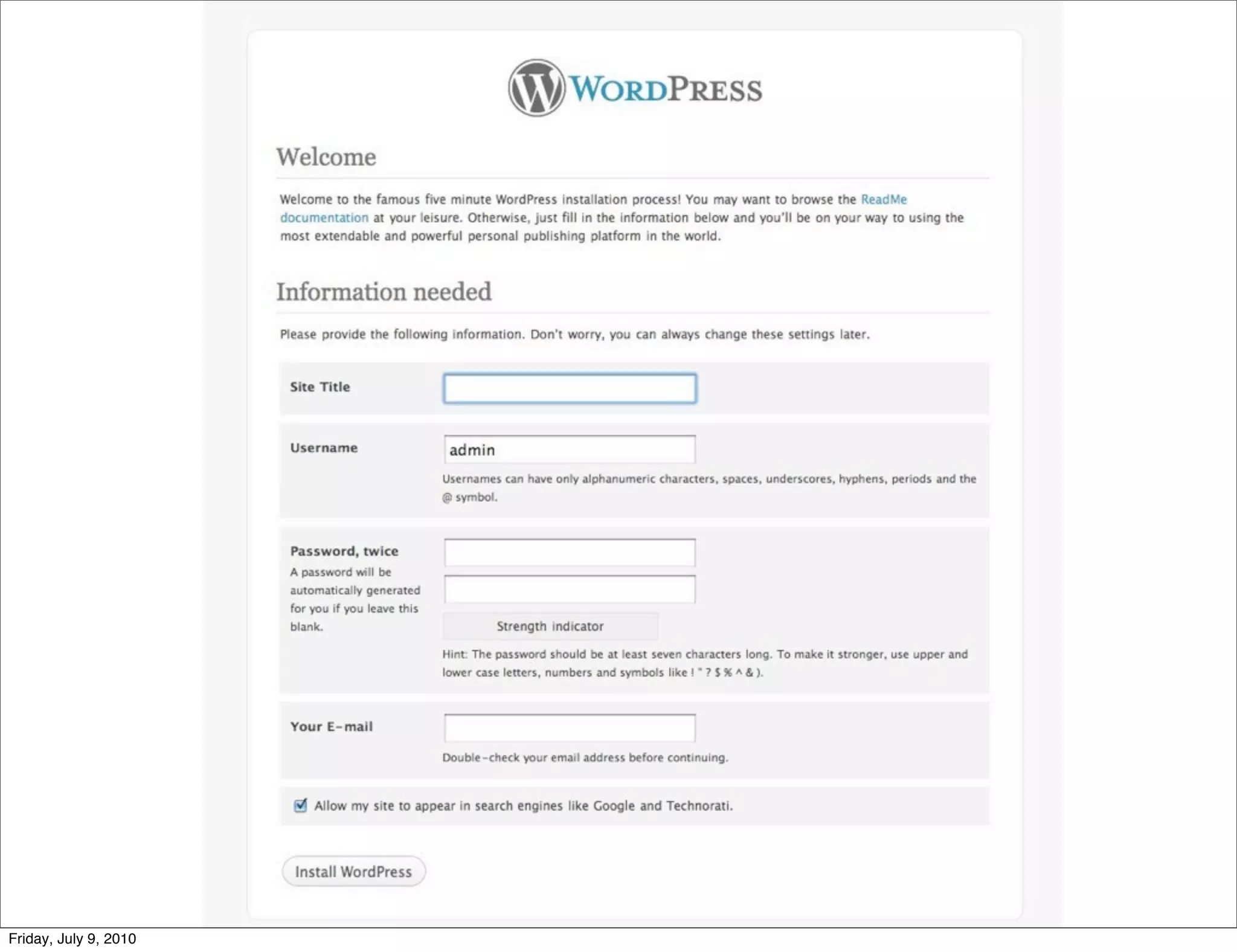 Friday, July 9, 2010
 