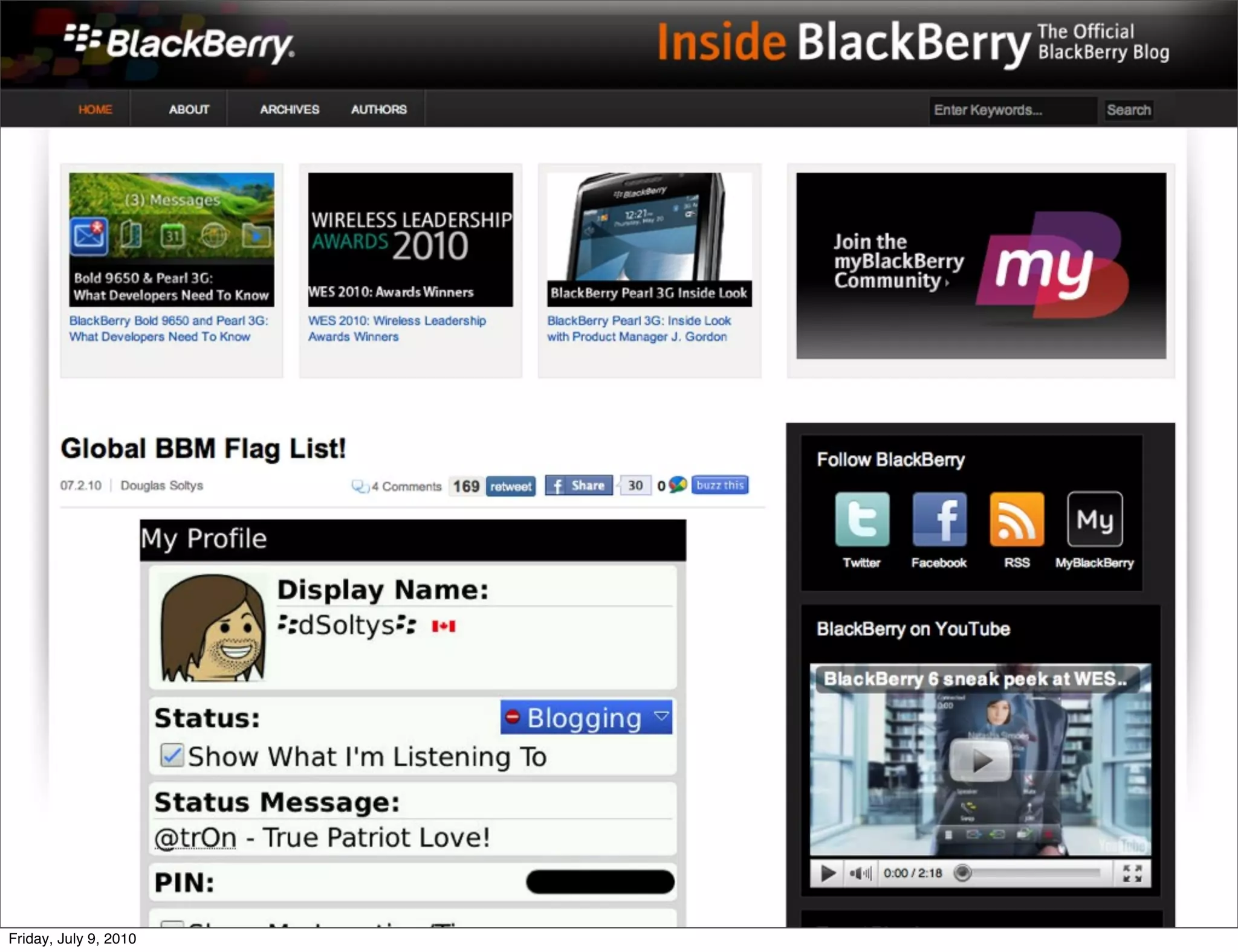 Friday, July 9, 2010
 