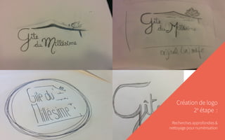 Création de logo
2e
étape  :
Recherches approfondies &
nettoyage pour numérisation
 